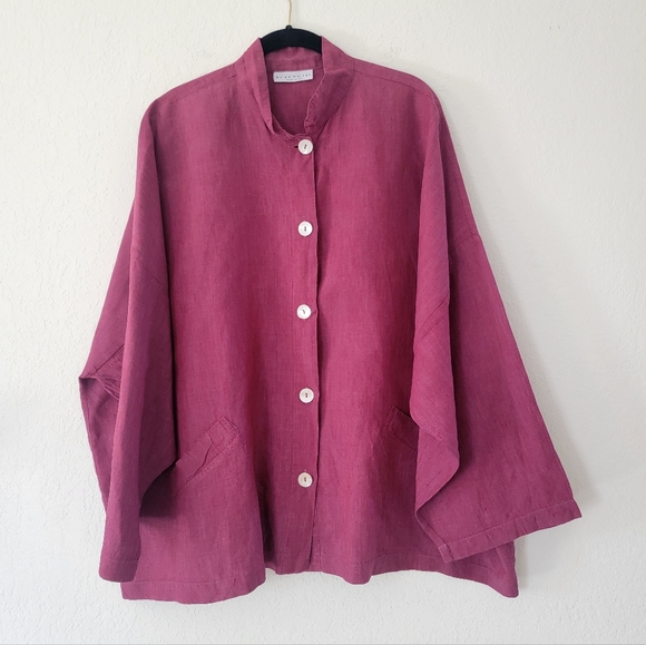 bryn Walker Jackets & Blazers - BRYN WALKER Danuta Heavy Linen Jacket In Magenta XL.